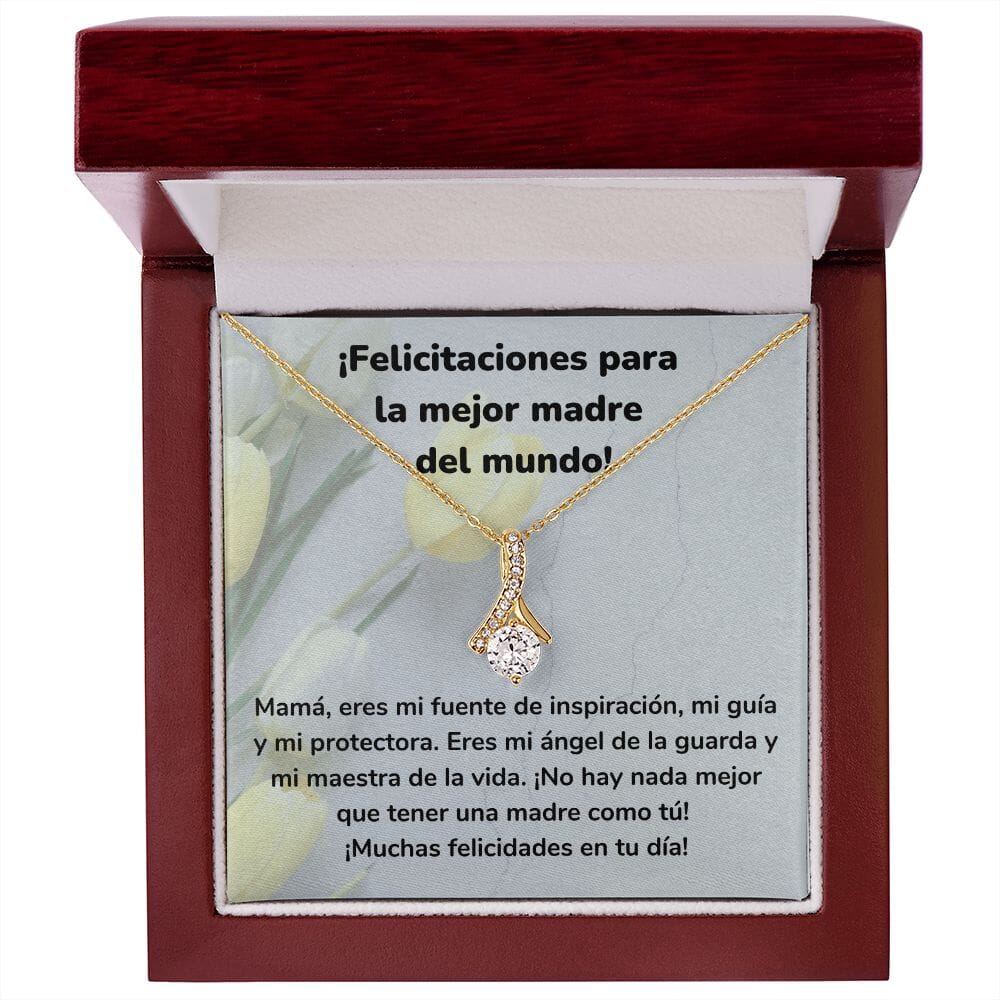 ¡Felicitaciones para la mejor madre del mundo! Collar Belleza Seductora (Alluring Beauty) Para Mamá Jewelry/AlluringBeauty Acabado en Oro Amarillo de 18 quilates Luxury Box 