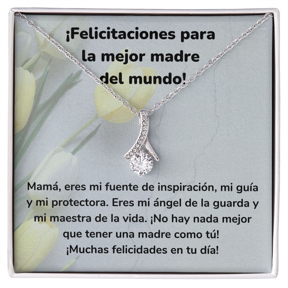 ¡Felicitaciones para la mejor madre del mundo! Collar Belleza Seductora (Alluring Beauty) Para Mamá Jewelry/AlluringBeauty Acabado en oro blanco de 14 k Standard Box 