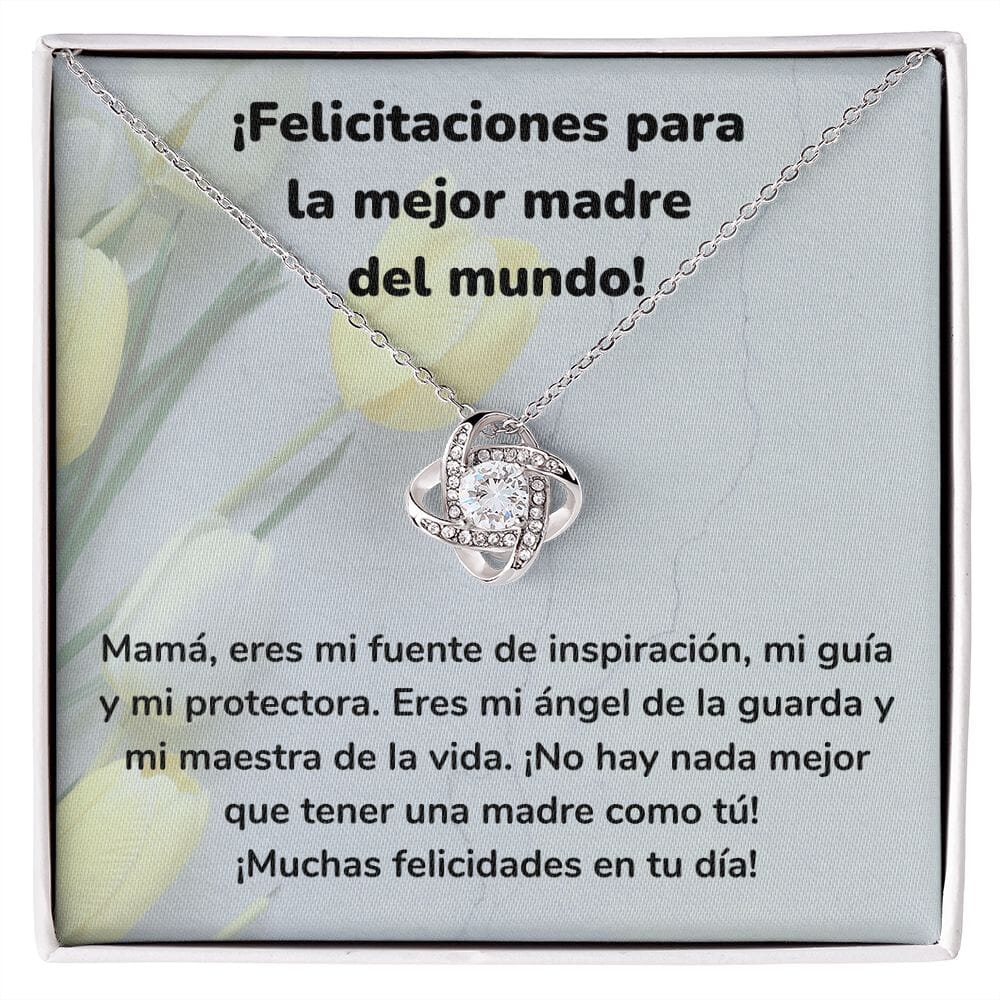 ¡Felicitaciones para la mejor madre del mundo! Collar Para Mamá Nudo de Amor (LoveKnot) Jewelry/LoveKnot Acabado en oro blanco de 14 k Cajita Estándar (GRATIS) 
