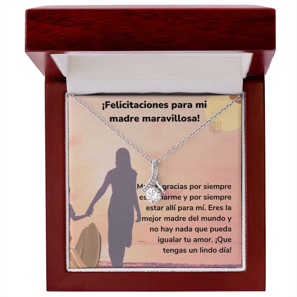 ¡Felicitaciones para mi madre maravillosa! Collar Belleza Seductora (Alluring Beauty) Para Mamá Jewelry ShineOn Fulfillment Acabado en oro blanco de 14 k Luxury Box 