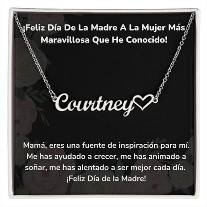 ¡Feliz Día De La Madre A La Mujer Más Maravillosa Que He Conocido! - Collar Personalizado con Nombre Corazón - Mamá Jewelry/NameNecklaceHeart 