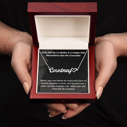 ¡Feliz Día De La Madre A La Mujer Más Maravillosa Que He Conocido! - Collar Personalizado con Nombre Corazón - Mamá Jewelry/NameNecklaceHeart Acero inoxidable pulido Luxury Box 