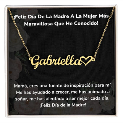 ¡Feliz Día De La Madre A La Mujer Más Maravillosa Que He Conocido! - Collar Personalizado con Nombre Corazón - Mamá Jewelry/NameNecklaceHeart 