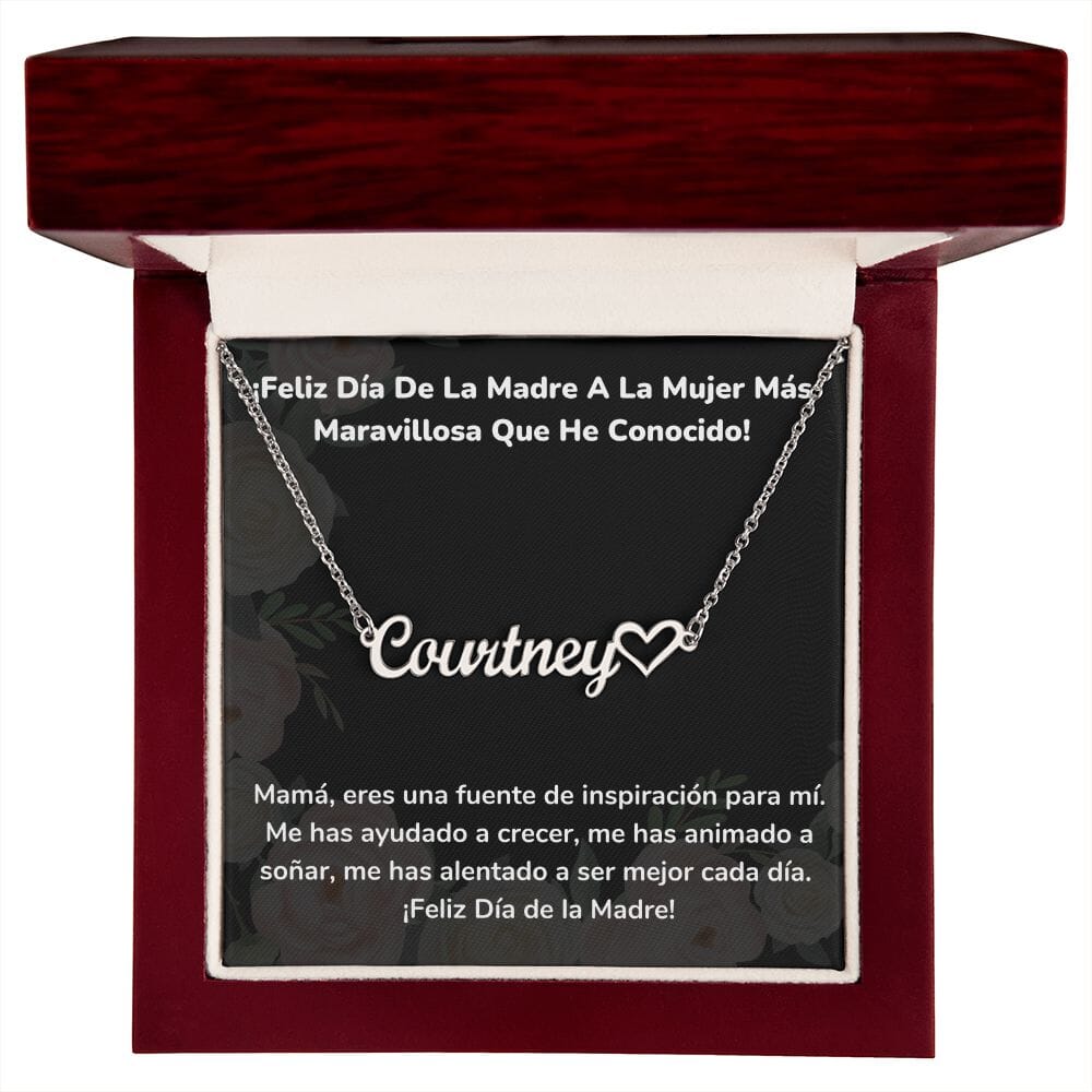 ¡Feliz Día De La Madre A La Mujer Más Maravillosa Que He Conocido! - Collar Personalizado con Nombre Corazón - Mamá Jewelry/NameNecklaceHeart 