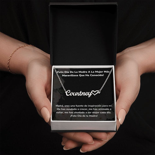 ¡Feliz Día De La Madre A La Mujer Más Maravillosa Que He Conocido! - Collar Personalizado con Nombre Corazón - Mamá Jewelry/NameNecklaceHeart Acero inoxidable pulido Standard Box 