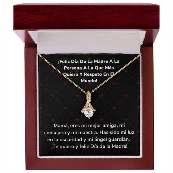 ¡Feliz Día De La Madre A La Persona A La Que Más Quiero Y Respeto En El Mundo! Collar Belleza Seductora (Alluring Beauty) Jewelry/AlluringBeauty Acabado en Oro Amarillo de 18 quilates Luxury Box 