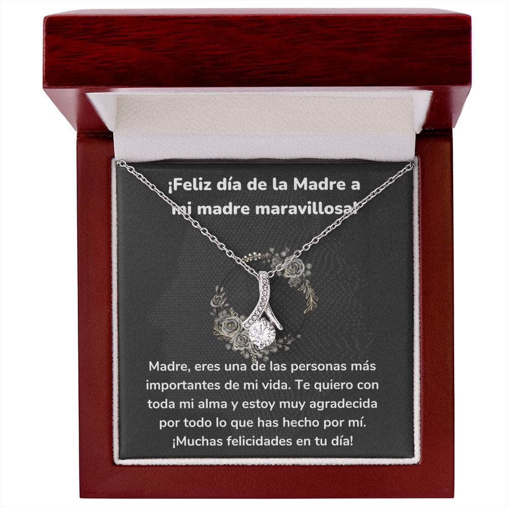 ¡Feliz día de la Madre a mi madre maravillosa! Collar Belleza Seductora (Alluring Beauty) Para Mamá Jewelry/AlluringBeauty Acabado en oro blanco de 14 k Luxury Box 