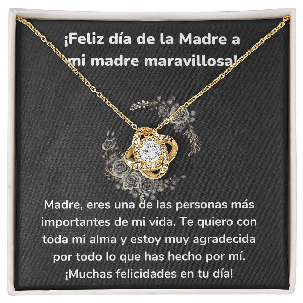 ¡Feliz día de la Madre a mi madre maravillosa! Collar Para Mamá Nudo de Amor (LoveKnot) Jewelry ShineOn Fulfillment Acabado en Oro Amarillo de 18 quilates Cajita Estándar (GRATIS) 