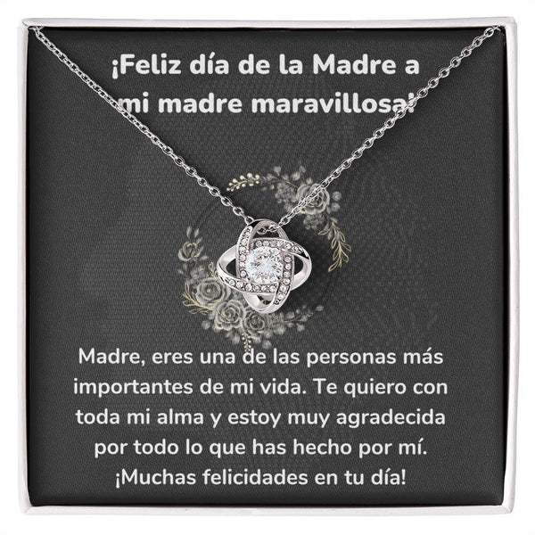 ¡Feliz día de la Madre a mi madre maravillosa! Collar Para Mamá Nudo de Amor (LoveKnot) Jewelry/LoveKnot Acabado en oro blanco de 14 k Cajita Estándar (GRATIS) 