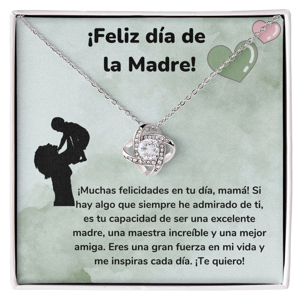 ¡Feliz día de la Madre! Collar Para Mamá Nudo de Amor (LoveKnot) Jewelry/LoveKnot Acabado en oro blanco de 14 k Cajita Estándar (GRATIS) 