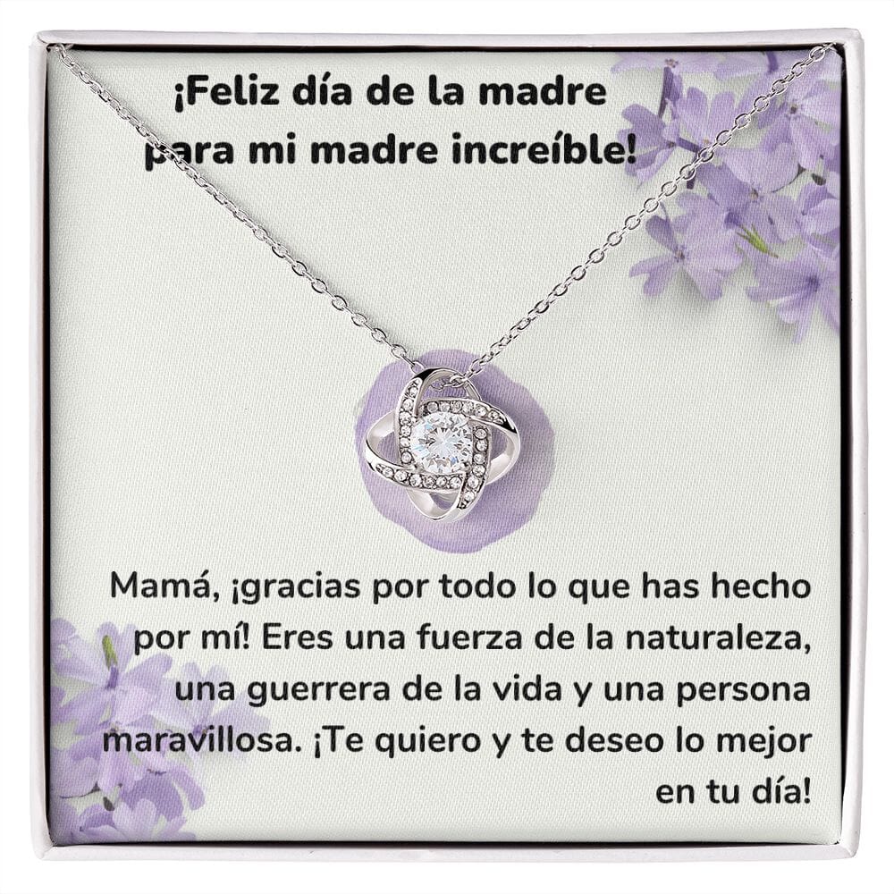 ¡Feliz día de la madre para mi madre increíble! Collar Para Mamá Nudo de Amor (LoveKnot) Jewelry ShineOn Fulfillment Acabado en oro blanco de 14 k Cajita Estándar (GRATIS) 