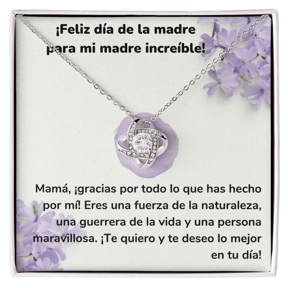 ¡Feliz día de la madre para mi madre increíble! Collar Para Mamá Nudo de Amor (LoveKnot) Jewelry/LoveKnot Acabado en oro blanco de 14 k Cajita Estándar (GRATIS) 
