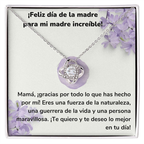 ¡Feliz día de la madre para mi madre increíble! Collar Para Mamá Nudo de Amor (LoveKnot) Jewelry/LoveKnot Acabado en oro blanco de 14 k Cajita Estándar (GRATIS) 