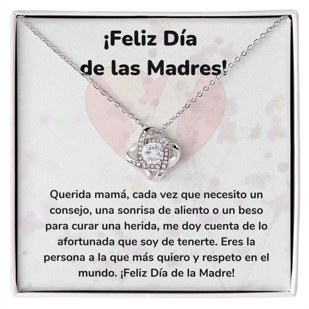 ¡Feliz Día de las Madres! -- Collar Para Mamá Nudo de Amor (LoveKnot) Jewelry/LoveKnot Acabado en oro blanco de 14 k Cajita Estándar (GRATIS) 