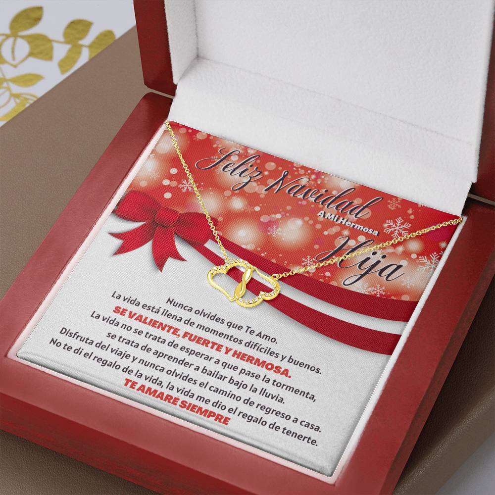 Feliz Navidad a mi Hermosa Hija - Corazones de Oro amarillo sólido de 10K con Diamantes Reales Jewelry 