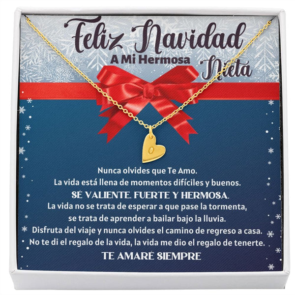 Feliz Navidad a mi Hermosa Nieta - El collar de corazones más dulces Jewelry 18K Yellow Gold Finish - 1 Heart 