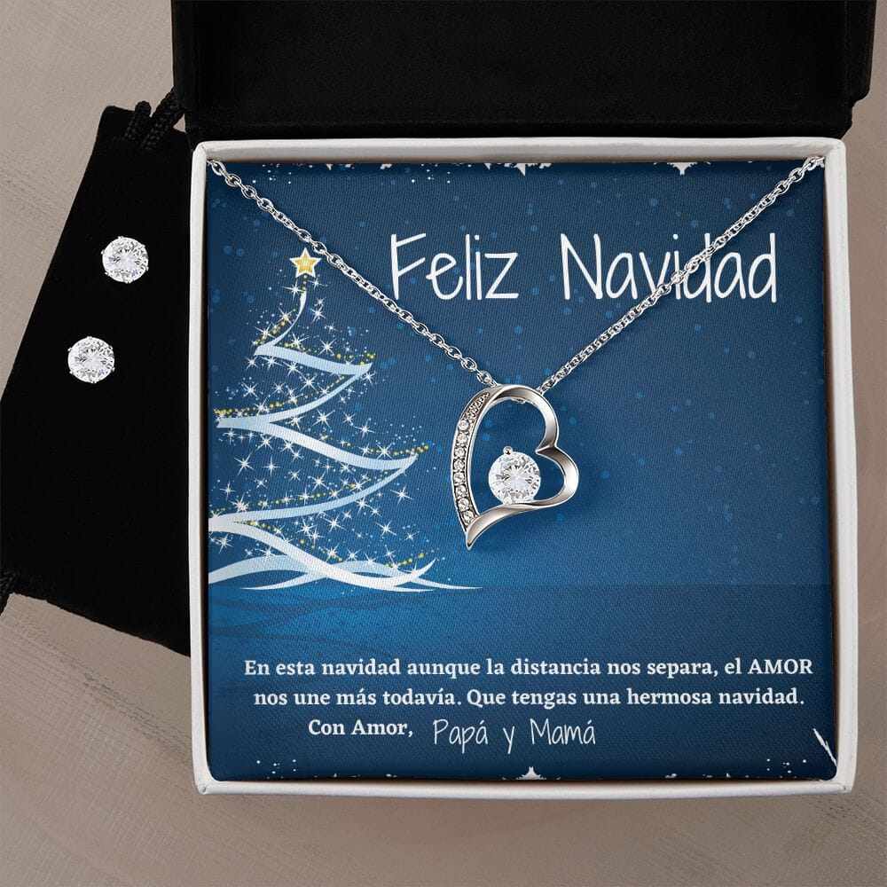 Feliz Navidad - Collar para regalar esta Navidad - Collar Forever Love Jewelry/ForeverLove Acabado en oro blanco de 14 k Standard Box 