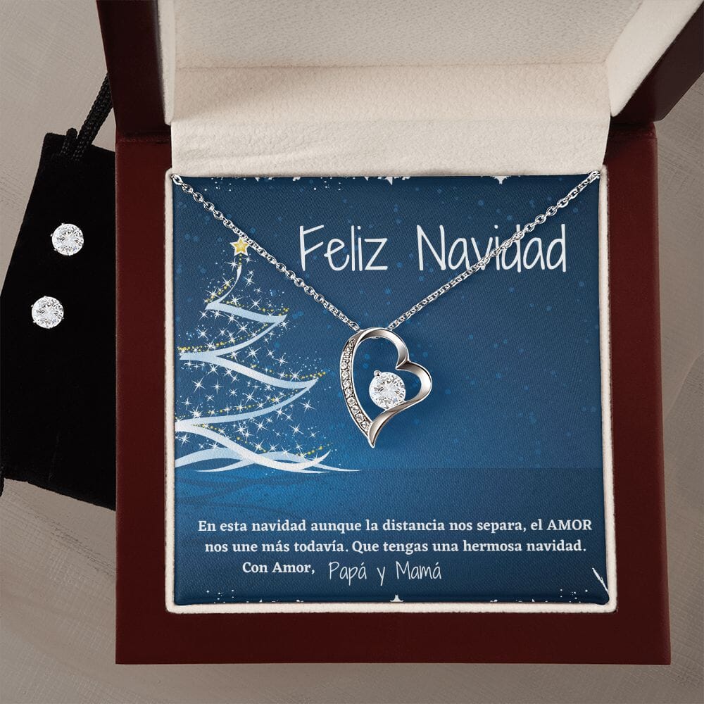 Feliz Navidad - Collar para regalar esta Navidad - Collar Forever Love Jewelry/ForeverLove Acabado en oro blanco de 14 k Luxury Box 