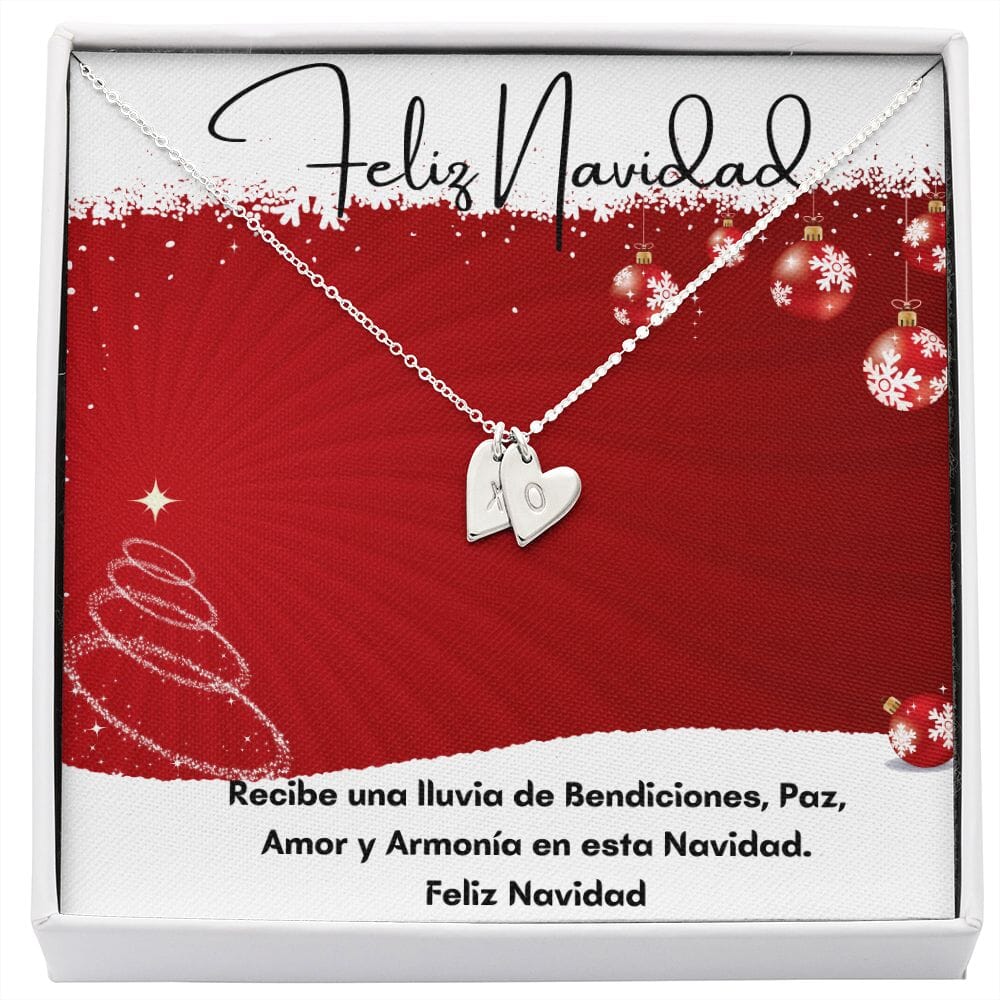 Feliz Navidad para la mamá más linda del mundo - Collar con corazones. Jewelry Sterling Silver - 2 Hearts 