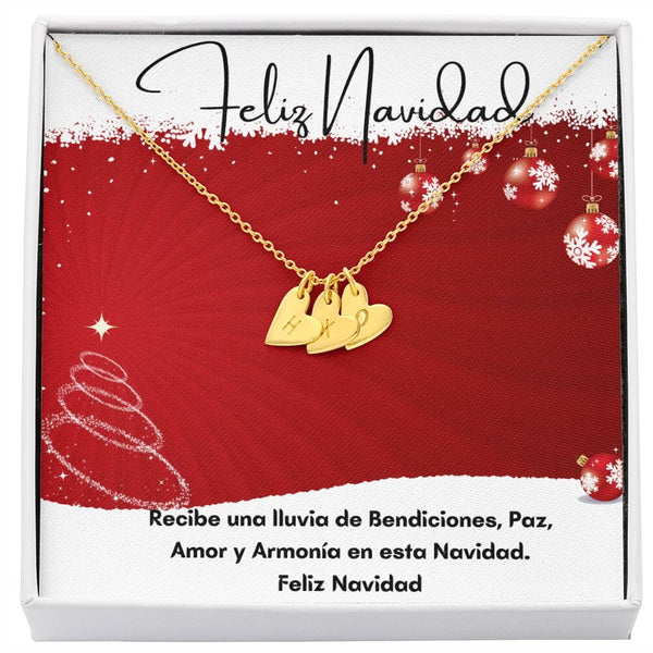 Feliz Navidad para la mamá más linda del mundo - Collar con corazones. Jewelry 18K Yellow Gold Finish - 3 Hearts 