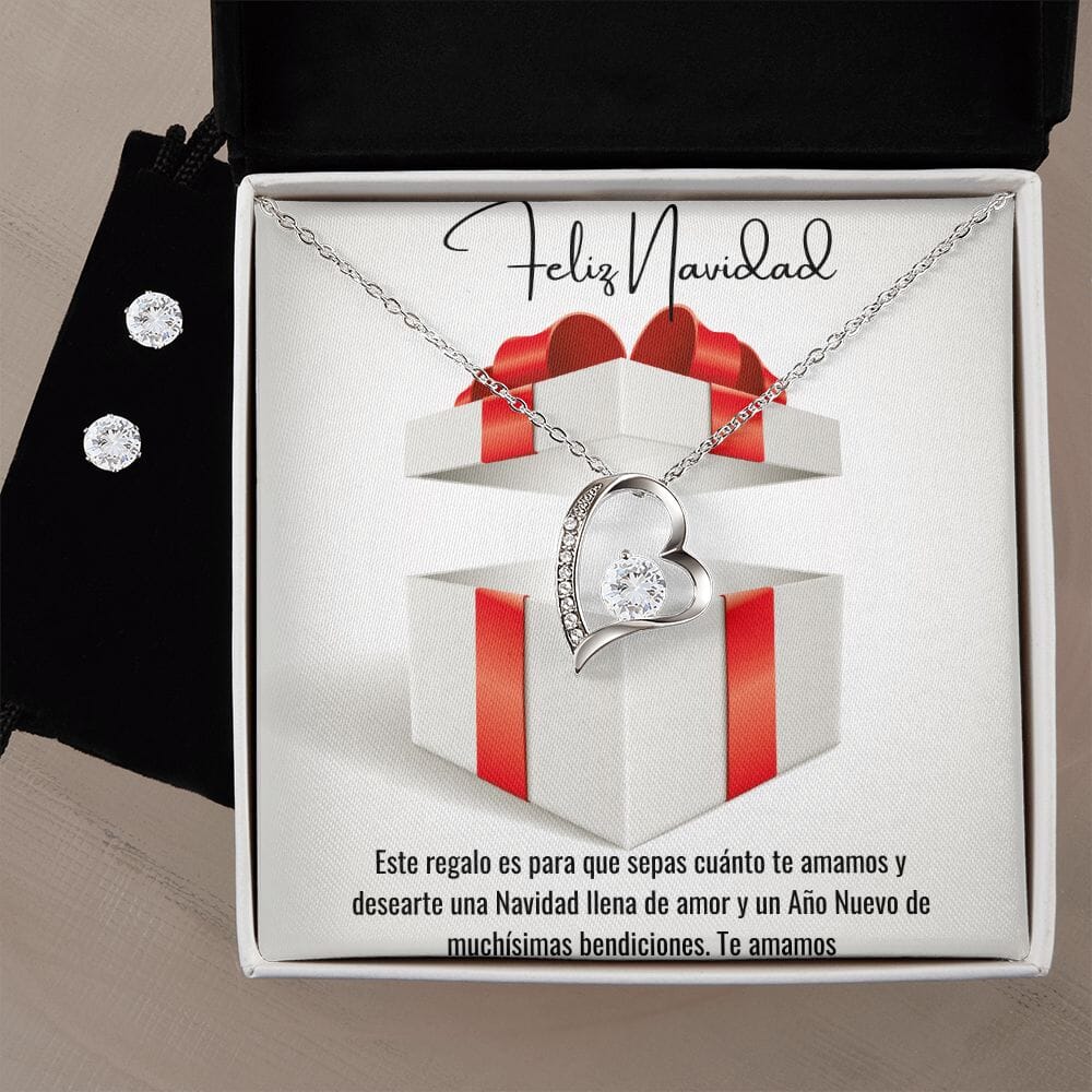 Feliz Navidad - Regalo Collar Forever Love Jewelry/ForeverLove Acabado en oro blanco de 14 k Standard Box 