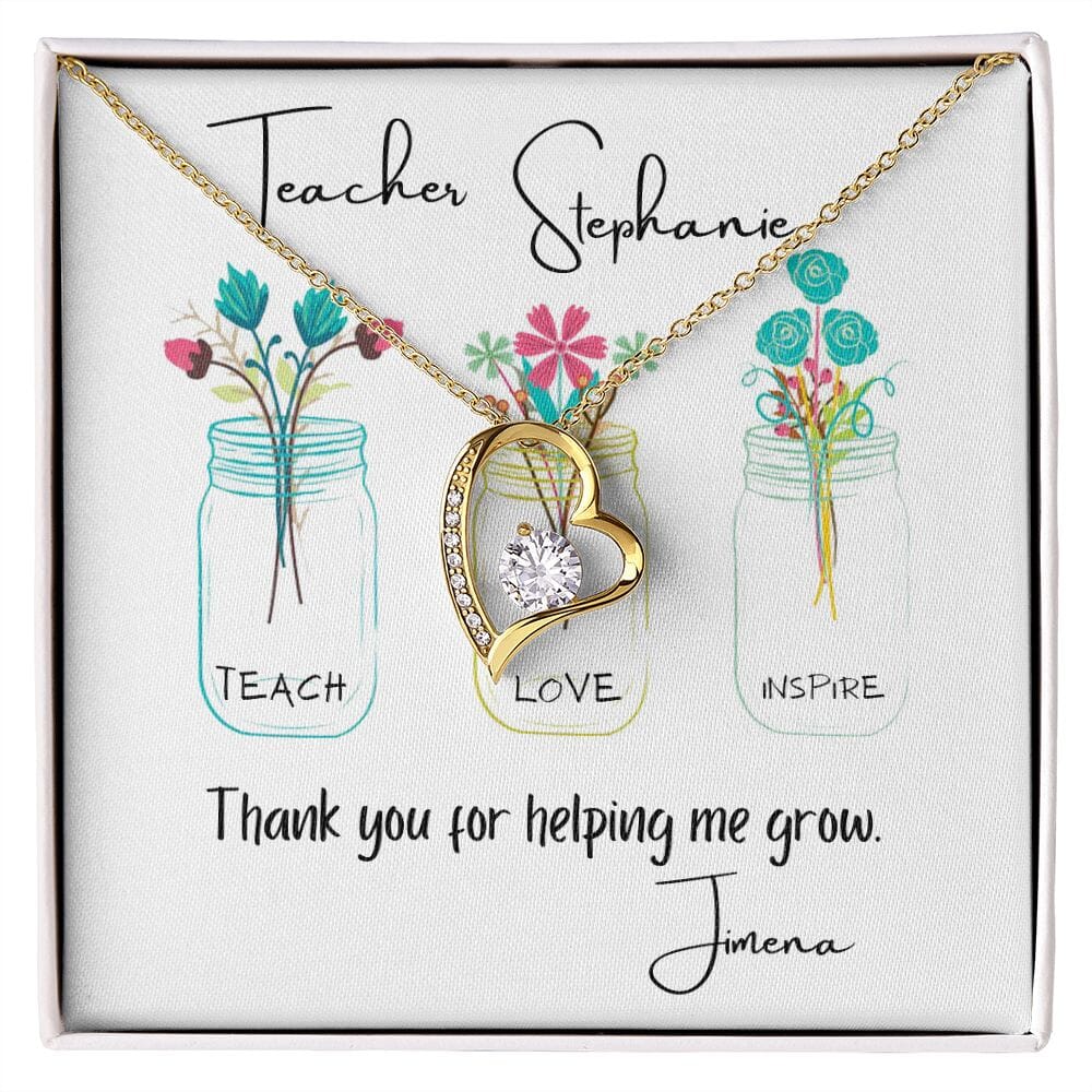 For my teacher - Forever Love Necklace - Thank you for helping me grow. Jewelry/ForeverLove ShineOn Fulfillment 18k Yellow Gold Finish 