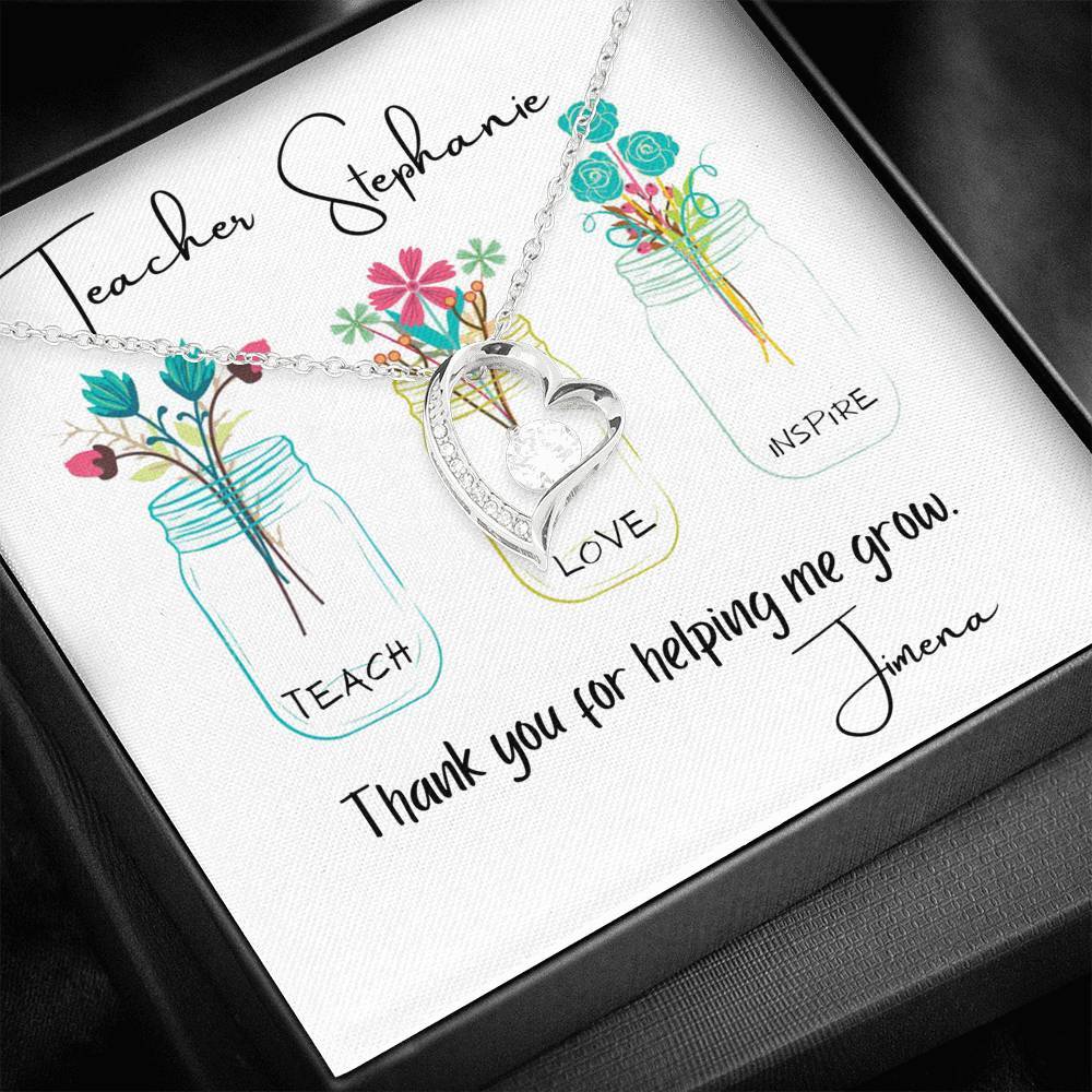 For my teacher - Forever Love Necklace - Thank you for helping me grow. Jewelry ShineOn Fulfillment 14k White Gold Finish 
