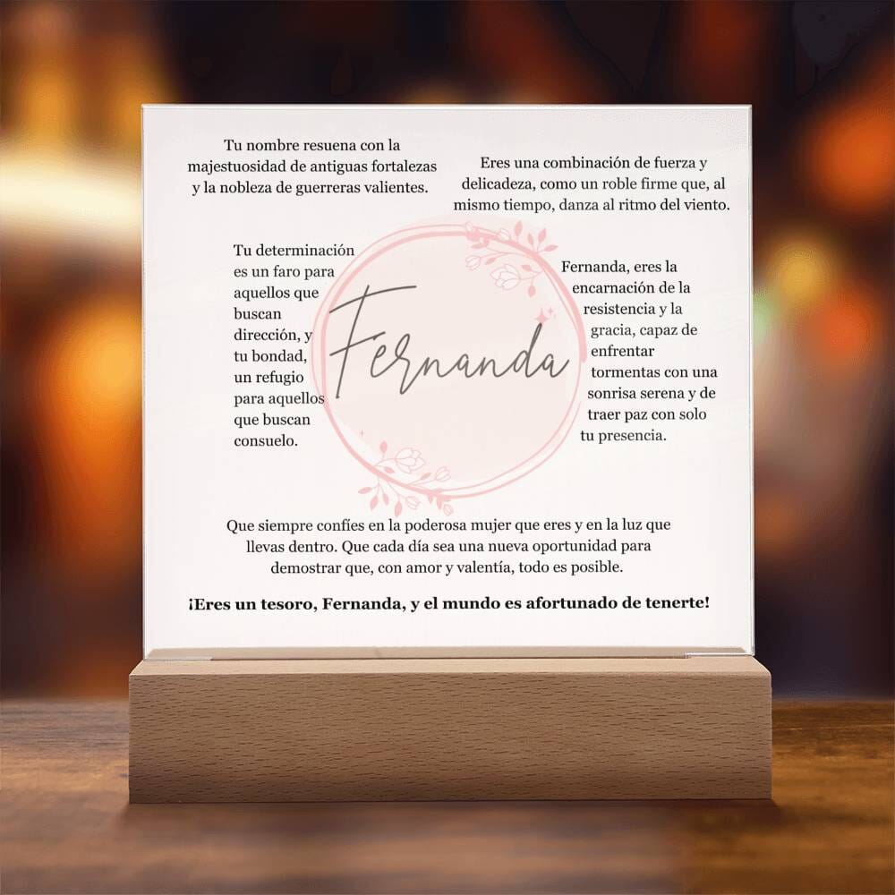 "Fortaleza y Gracia Encapsuladas: Acrílico Exclusivo para FERNANDA, la Guerrera de Luz" Acrylic/Square 