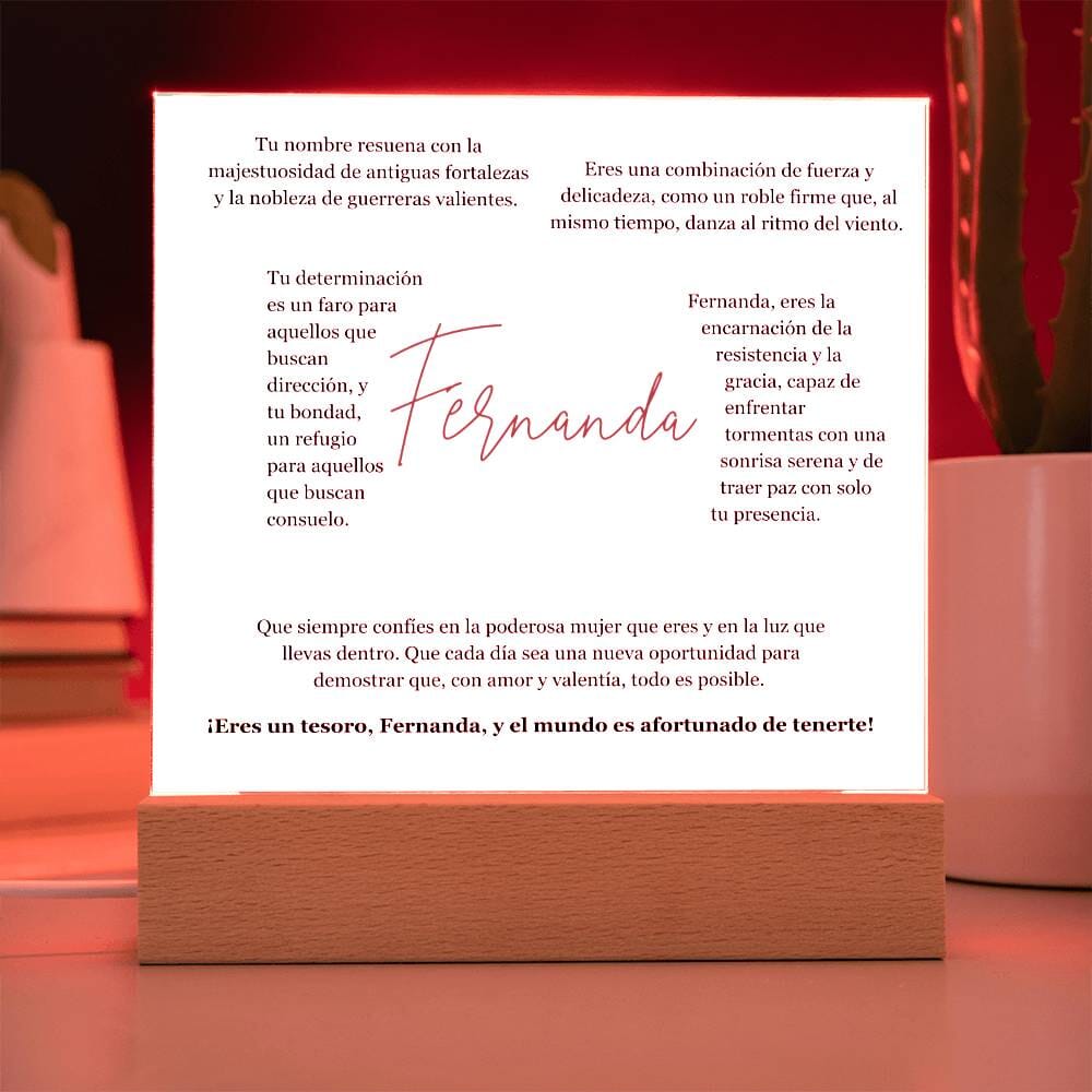 "Fortaleza y Gracia Encapsuladas: Acrílico Exclusivo para FERNANDA, la Guerrera de Luz" Acrylic/Square 