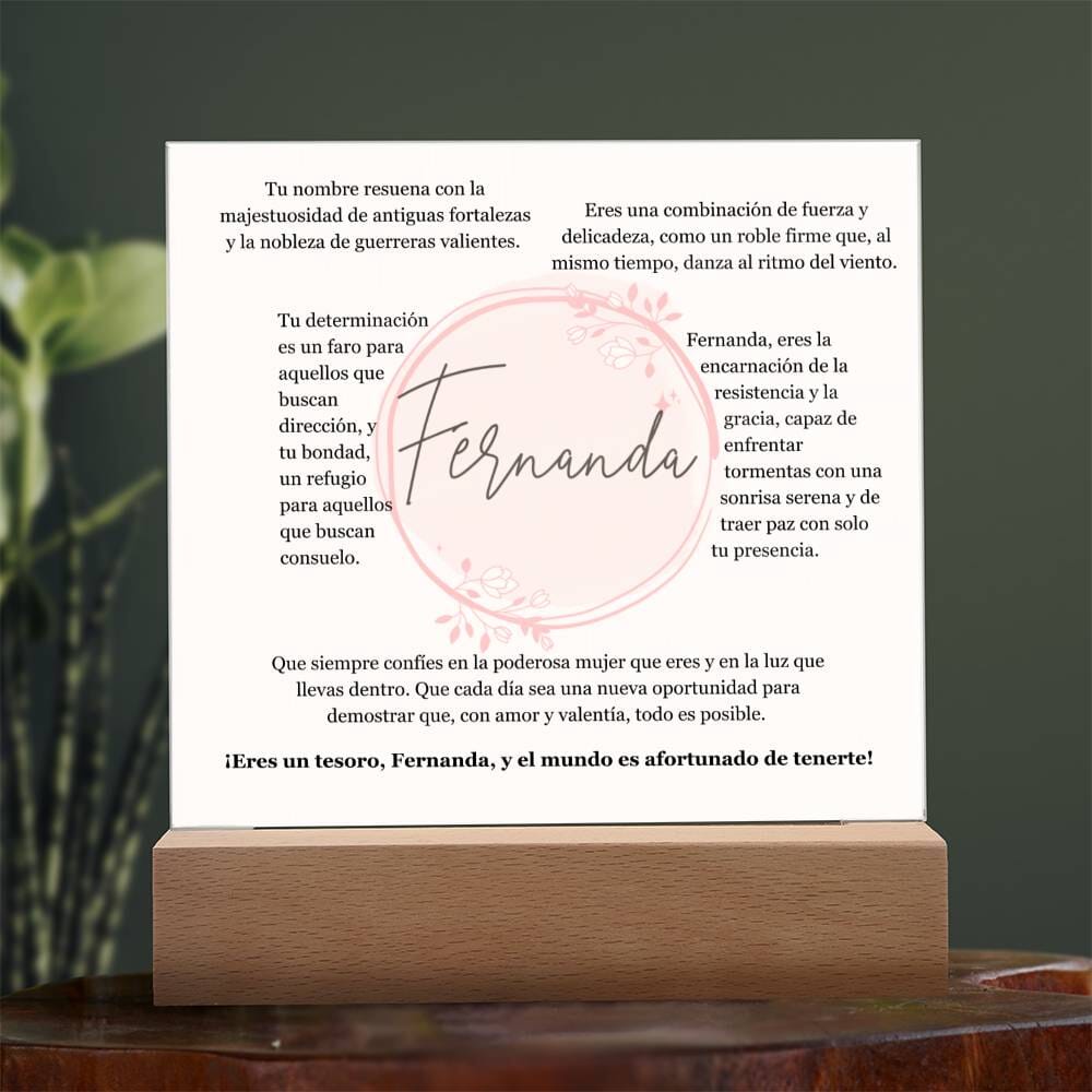 "Fortaleza y Gracia Encapsuladas: Acrílico Exclusivo para FERNANDA, la Guerrera de Luz" Acrylic/Square 