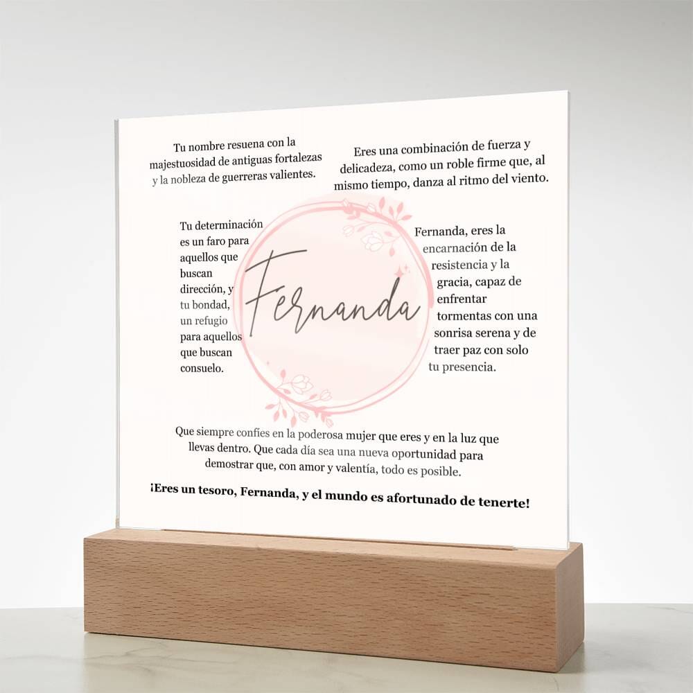 "Fortaleza y Gracia Encapsuladas: Acrílico Exclusivo para FERNANDA, la Guerrera de Luz" Acrylic/Square 