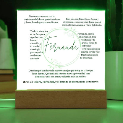 "Fortaleza y Gracia Encapsuladas: Acrílico Exclusivo para FERNANDA, la Guerrera de Luz" Acrylic/Square 