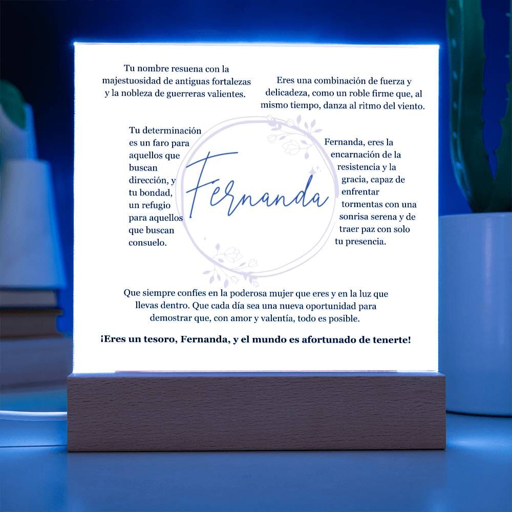 "Fortaleza y Gracia Encapsuladas: Acrílico Exclusivo para FERNANDA, la Guerrera de Luz" Acrylic/Square 