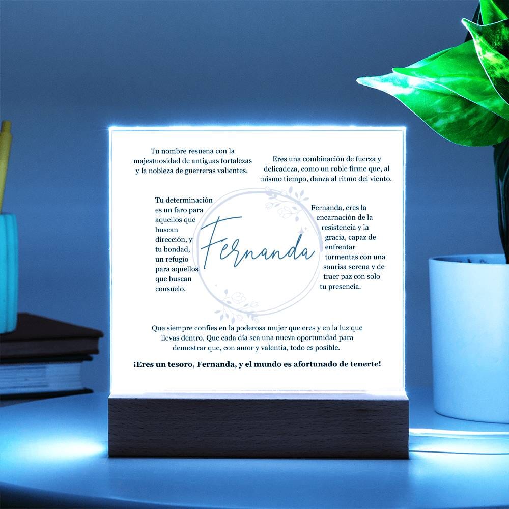 "Fortaleza y Gracia Encapsuladas: Acrílico Exclusivo para FERNANDA, la Guerrera de Luz" Acrylic/Square 
