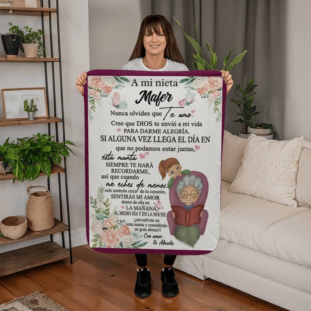 Frazada, Manta Abrazo de Abuela 💖 – Un Mensaje de Amor Eterno para Mi Nieta (Cobija) Jewelry Pequeña (30" x 40") 
