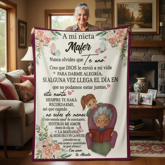 Frazada, Manta Abrazo de Abuela 💖 – Un Mensaje de Amor Eterno para Mi Nieta (Cobija) Jewelry Grande (60" x 80") 
