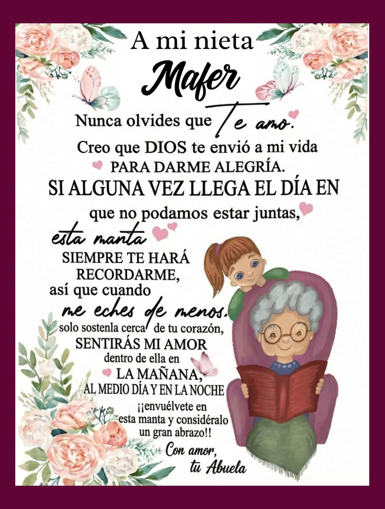 Frazada, Manta Abrazo de Abuela 💖 – Un Mensaje de Amor Eterno para Mi Nieta (Cobija) Jewelry 