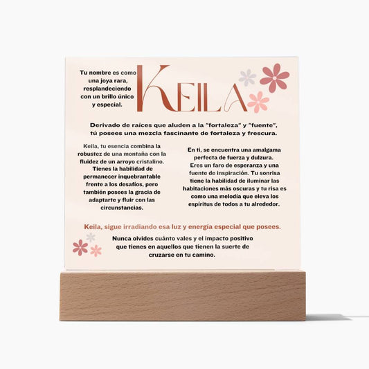 Gema de Vida: La Magia de Ser Keila - Acrílico con Luz Led Acrylic/Square 