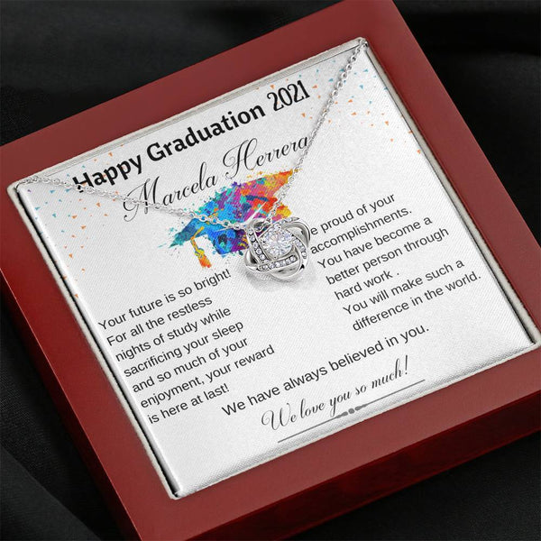 Gift for Daughter - Happy Graduation - Love Knot Necklace with POD Message Card Jewelry/LoveKnot 