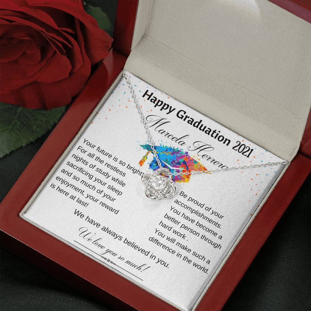 Gift for Daughter - Happy Graduation - Love Knot Necklace with POD Message Card Jewelry/LoveKnot 