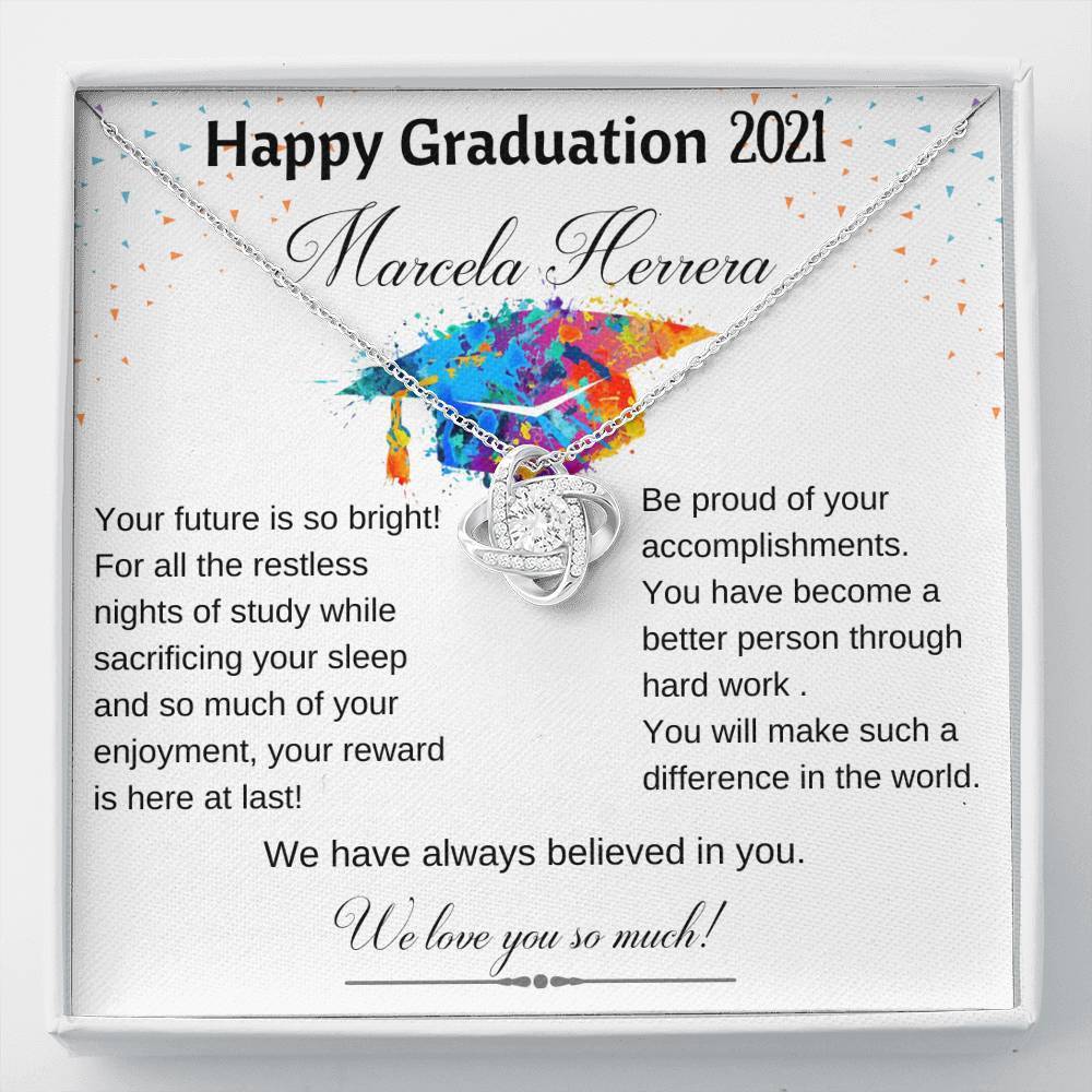 Gift for Daughter - Happy Graduation - Love Knot Necklace with POD Message Card Jewelry/LoveKnot 