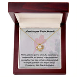 ¡Gracias por Todo, Mamá! Collar Para Mamá Nudo de Amor (LoveKnot) Jewelry ShineOn Fulfillment Acabado en Oro Amarillo de 18 quilates Caja de Lujo Madera Con Luz led 