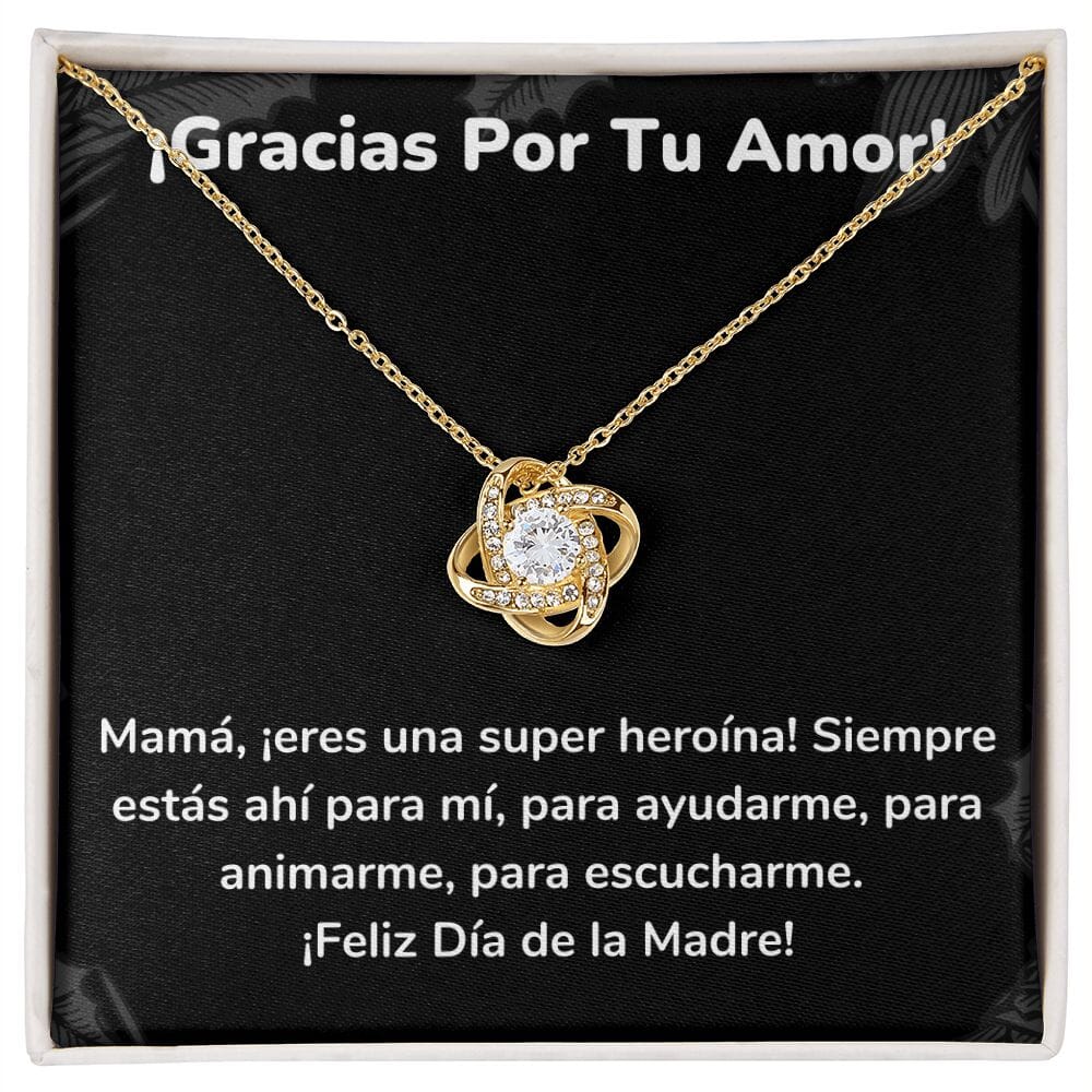 ¡Gracias Por Tu Amor! Collar Para Mamá Nudo de Amor (LoveKnot) Jewelry/LoveKnot Acabado en Oro Amarillo de 18 quilates Cajita Estándar (GRATIS) 