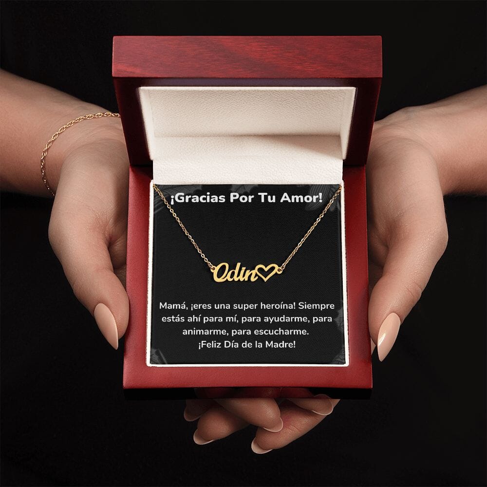 ¡Gracias Por Tu Amor! - Collar Personalizado Con Nombre Corazón - Mamá Jewelry/NameNecklaceHeart ShineOn Fulfillment <p>Acabado en Oro Amarillo de 18 quilates</p> Luxury Box 
