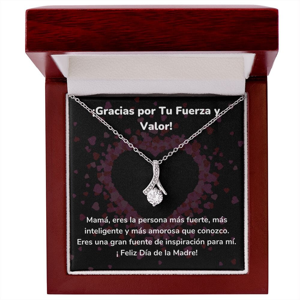 ¡Gracias por Tu Fuerza y Valor! Collar Belleza Seductora (Alluring Beauty) Para Mamá Jewelry/AlluringBeauty Acabado en oro blanco de 14 k Luxury Box 
