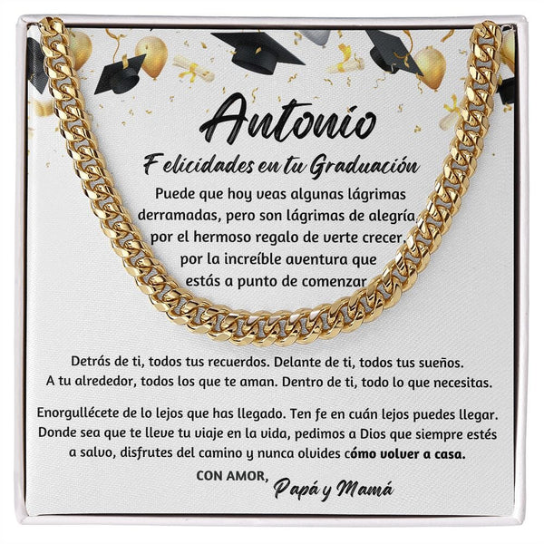 Graduación Inolvidable: Collar de Cadena Cubana para Hijo con mensaje Personalizado Jewelry/CubanLink 