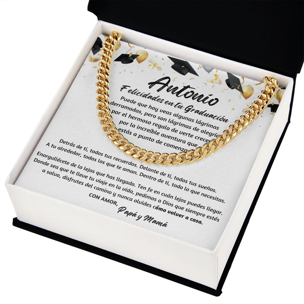 Graduación Inolvidable: Collar de Cadena Cubana para Hijo con mensaje Personalizado Jewelry/CubanLink ShineOn Fulfillment 