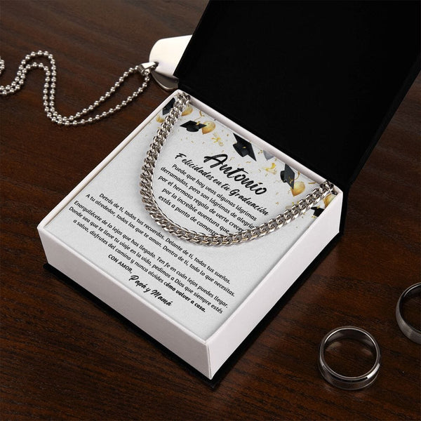 Graduación Inolvidable: Collar de Cadena Cubana para Hijo con mensaje Personalizado Jewelry/CubanLink 