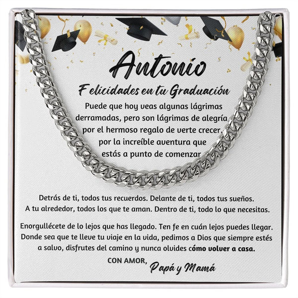 Graduación Inolvidable: Collar de Cadena Cubana para Hijo con mensaje Personalizado Jewelry/CubanLink ShineOn Fulfillment 