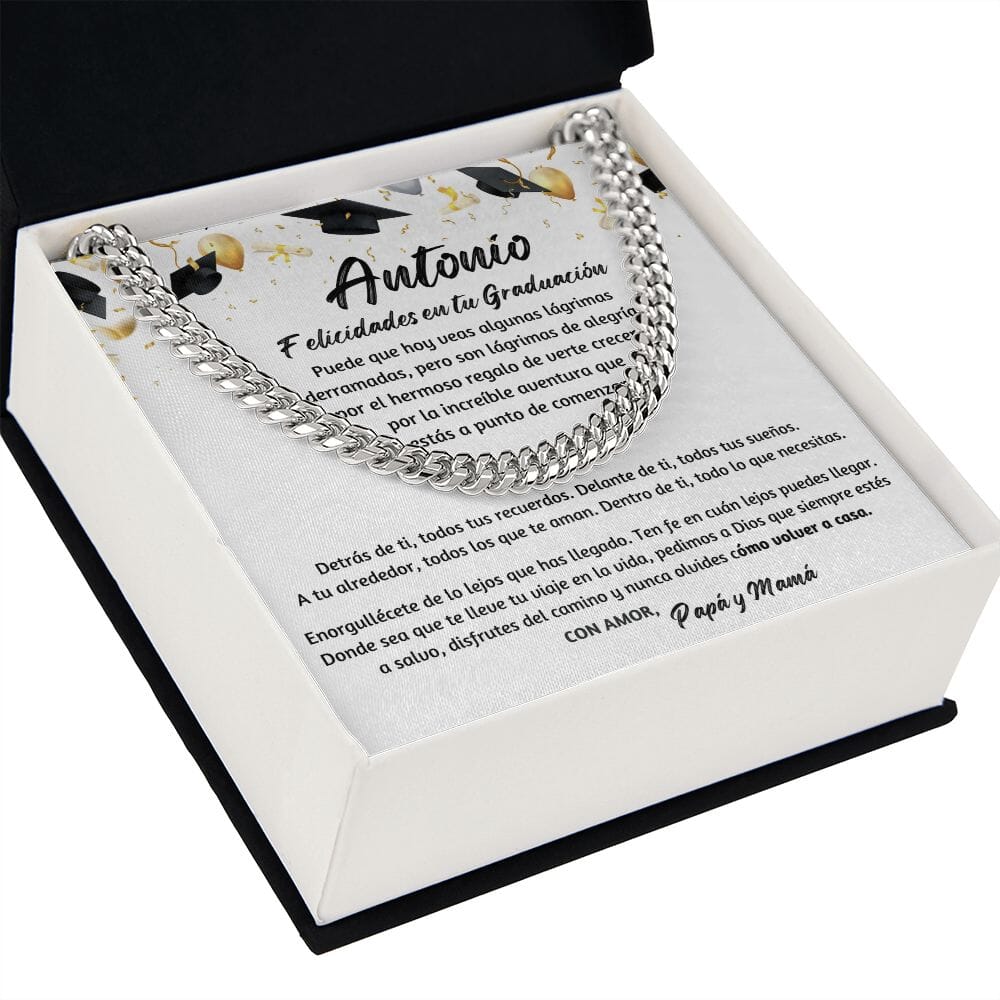 Graduación Inolvidable: Collar de Cadena Cubana para Hijo con mensaje Personalizado Jewelry/CubanLink ShineOn Fulfillment Acero Inoxidable Standard Box 